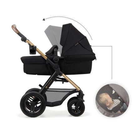 KINDERKRAFT - Wózek wielofunkcyjny 3w1 MOOV 2 AIR Pure black + fotelik samochodowy MINK PRO