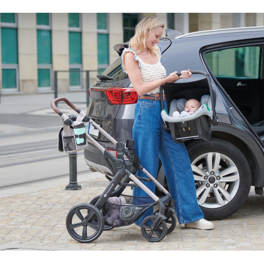 KINDERKRAFT - Wózek wielofunkcyjny 3w1 MOOV 2 AIR Sand beige + fotelik samochodowy MINK PRO