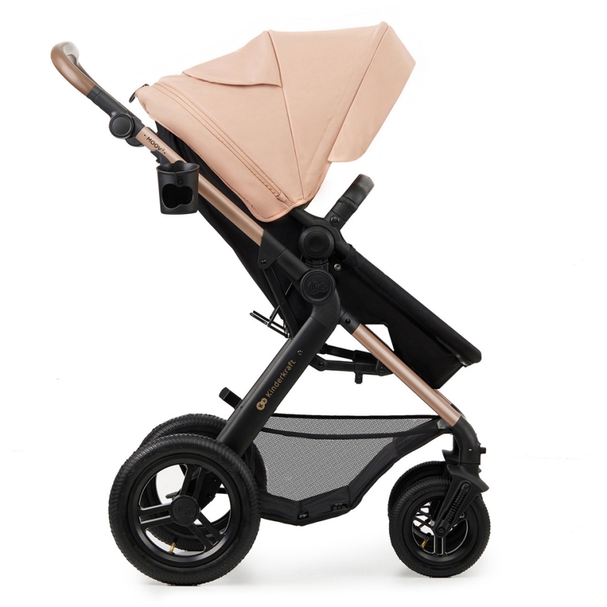 KINDERKRAFT - Wózek wielofunkcyjny 3w1 MOOV 2 AIR Sand beige + fotelik samochodowy MINK PRO
