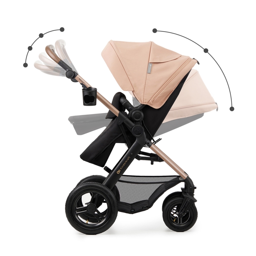 KINDERKRAFT - Wózek wielofunkcyjny 3w1 MOOV 2 AIR Sand beige + fotelik samochodowy MINK PRO