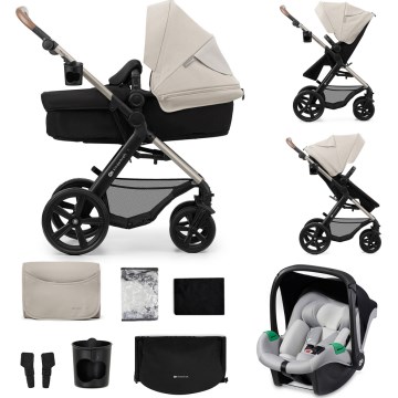 KINDERKRAFT - Wózek wielofunkcyjny 3w1 MOOV 2 Moonlight grey + fotelik samochodowy MINK PRO