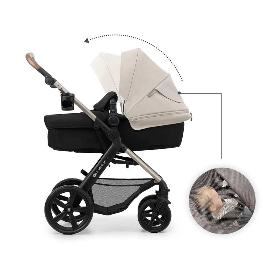 KINDERKRAFT - Wózek wielofunkcyjny 3w1 MOOV 2 Moonlight grey + fotelik samochodowy MINK PRO