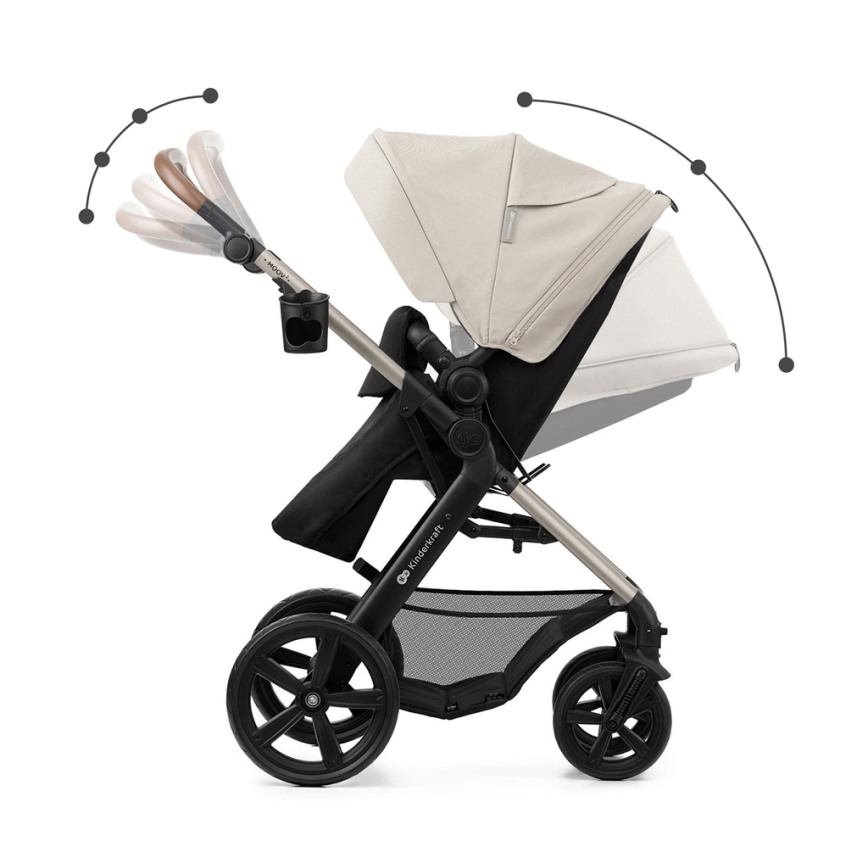 KINDERKRAFT - Wózek wielofunkcyjny 3w1 MOOV 2 Moonlight grey + fotelik samochodowy MINK PRO