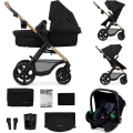 KINDERKRAFT - Wózek wielofunkcyjny 3w1 MOOV 2 Pure black + fotelik samochodowy MINK PRO