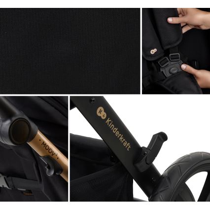 KINDERKRAFT - Wózek wielofunkcyjny 3w1 MOOV 2 Pure black + fotelik samochodowy MINK PRO