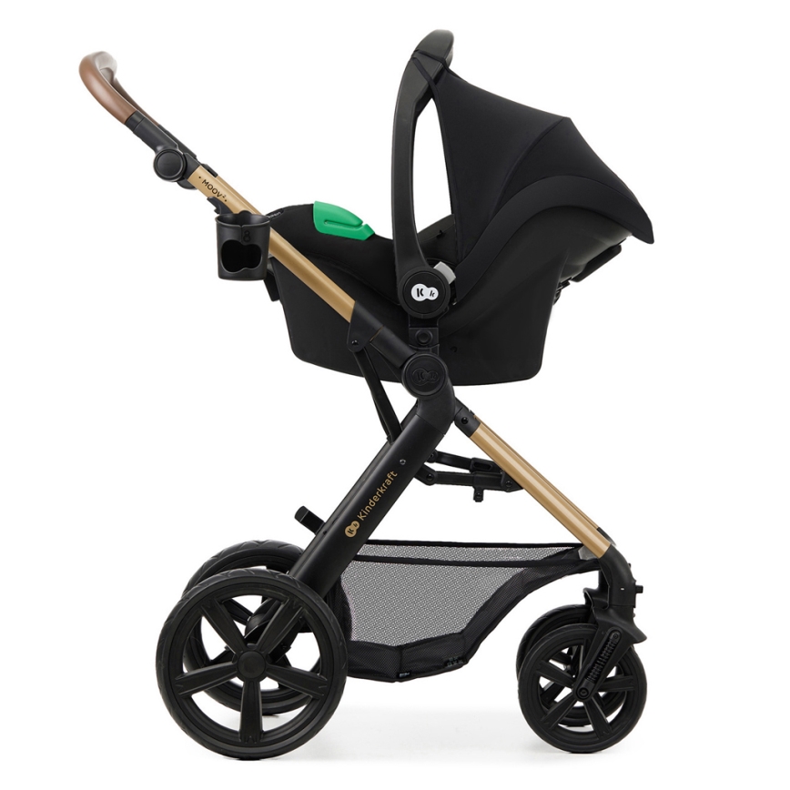 KINDERKRAFT - Wózek wielofunkcyjny 3w1 MOOV 2 Pure black + fotelik samochodowy MINK PRO