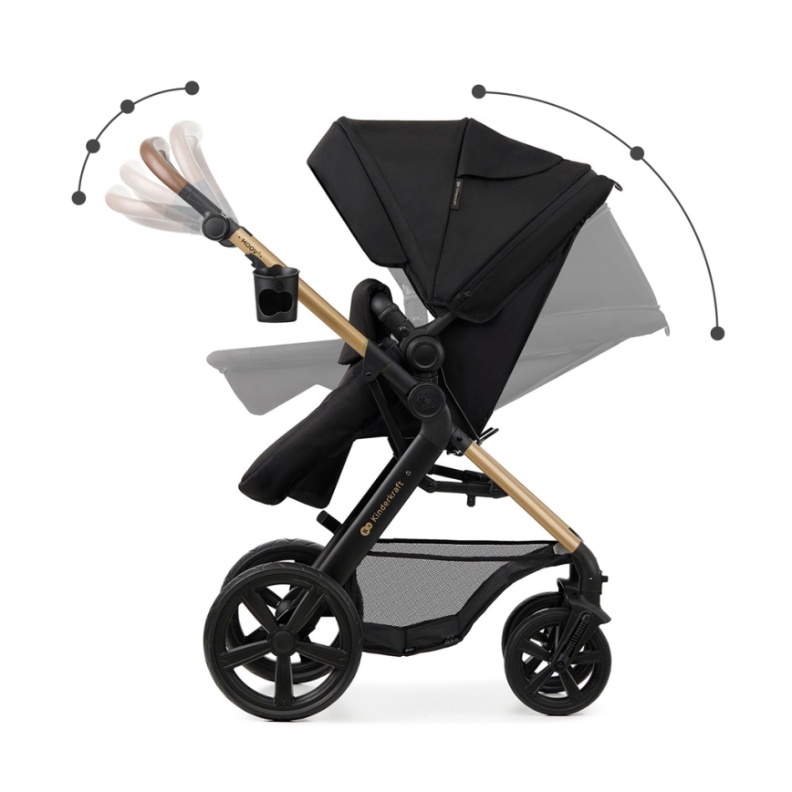 KINDERKRAFT - Wózek wielofunkcyjny 3w1 MOOV 2 Pure black + fotelik samochodowy MINK PRO