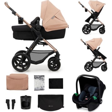 KINDERKRAFT - Wózek wielofunkcyjny 3w1 MOOV 2 Sand beige + fotelik samochodowy MINK PRO