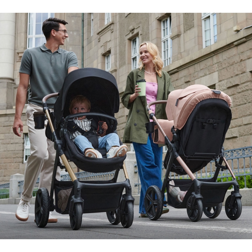 KINDERKRAFT - Wózek wielofunkcyjny 3w1 MOOV 2 Sand beige + fotelik samochodowy MINK PRO