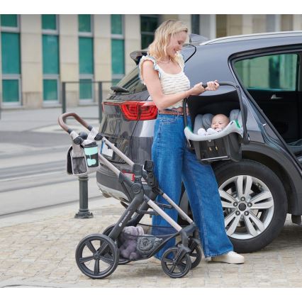 KINDERKRAFT - Wózek wielofunkcyjny 3w1 MOOV 2 Sand beige + fotelik samochodowy MINK PRO