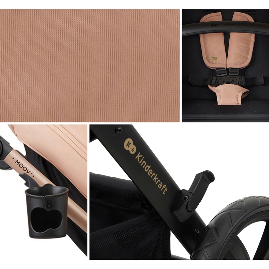 KINDERKRAFT - Wózek wielofunkcyjny 3w1 MOOV 2 Sand beige + fotelik samochodowy MINK PRO