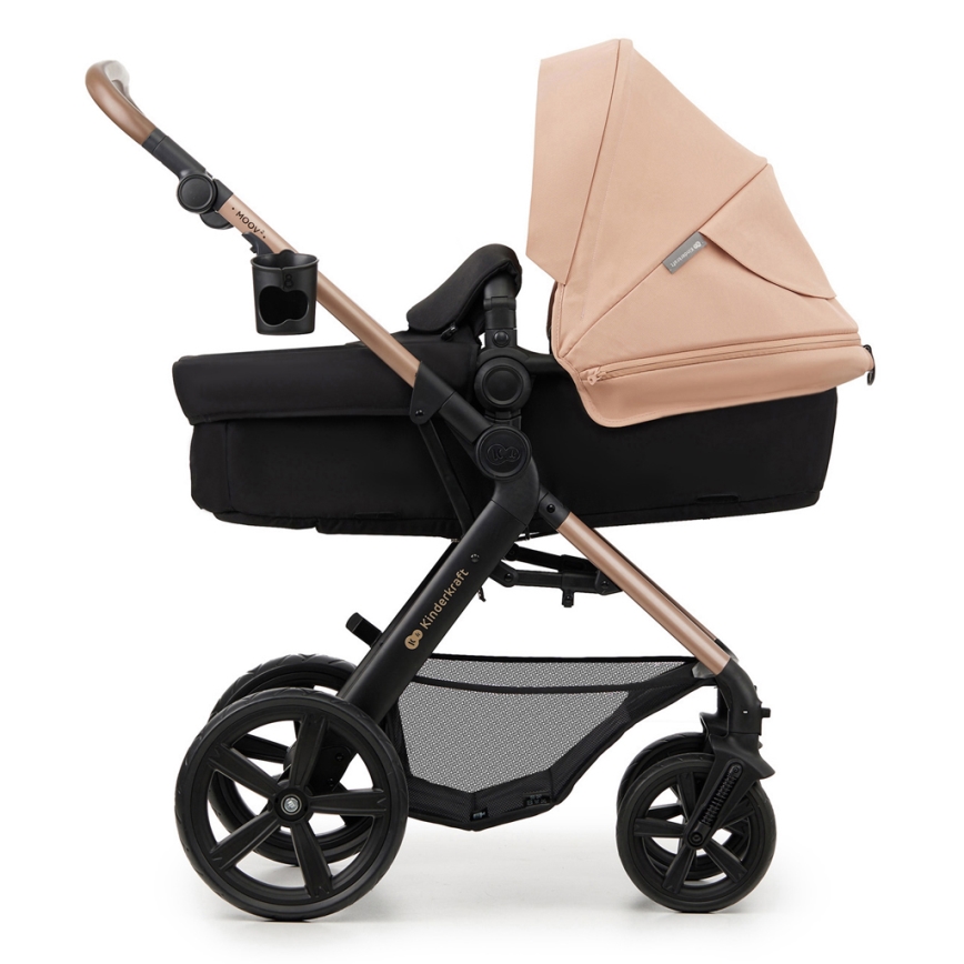 KINDERKRAFT - Wózek wielofunkcyjny 3w1 MOOV 2 Sand beige + fotelik samochodowy MINK PRO