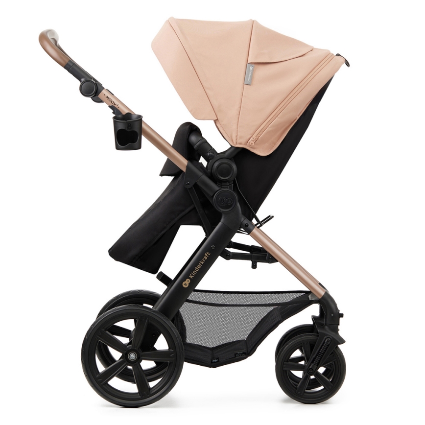 KINDERKRAFT - Wózek wielofunkcyjny 3w1 MOOV 2 Sand beige + fotelik samochodowy MINK PRO