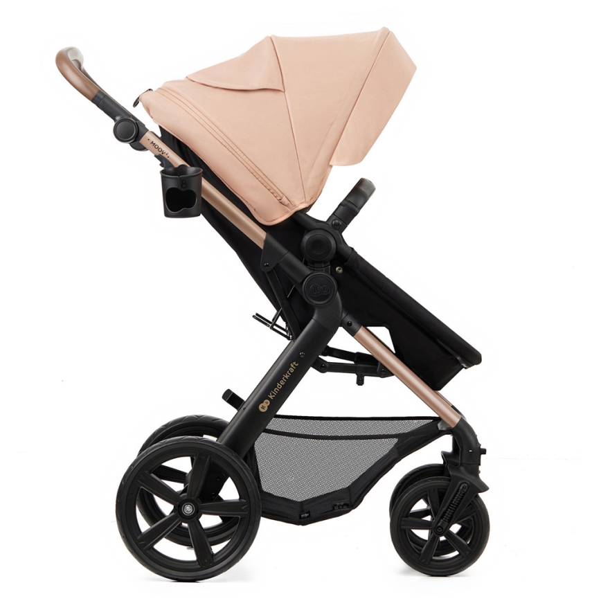 KINDERKRAFT - Wózek wielofunkcyjny 3w1 MOOV 2 Sand beige + fotelik samochodowy MINK PRO