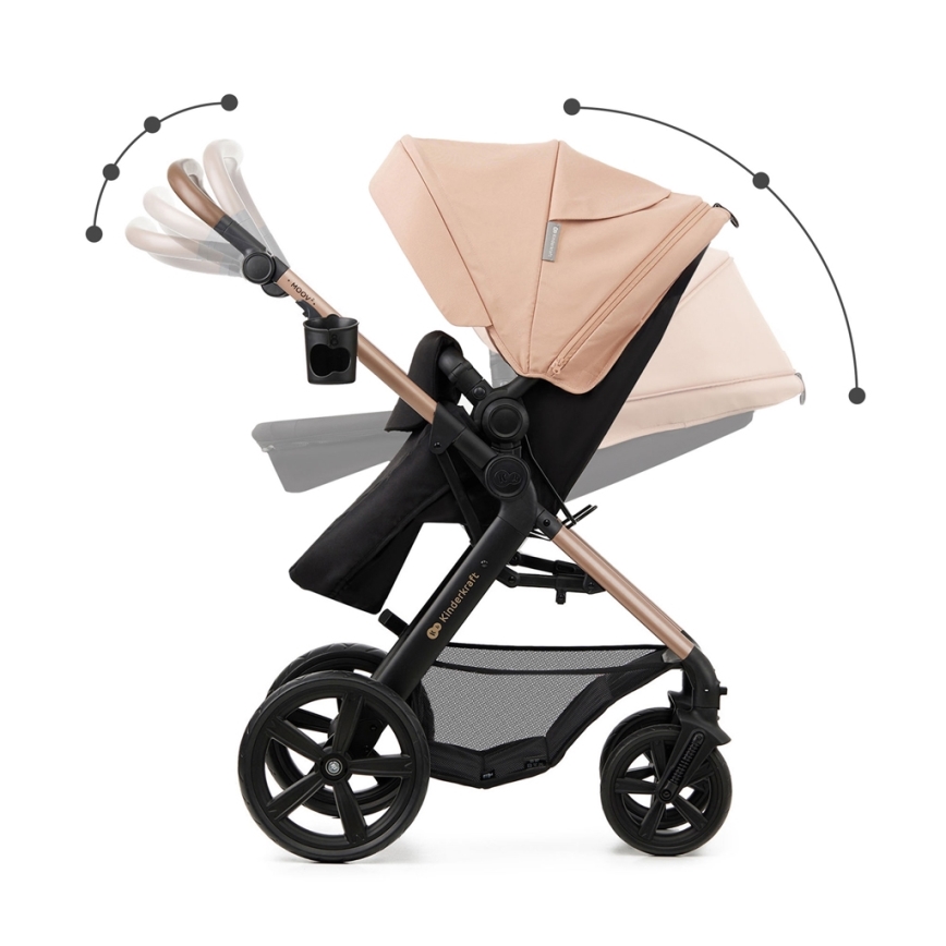 KINDERKRAFT - Wózek wielofunkcyjny 3w1 MOOV 2 Sand beige + fotelik samochodowy MINK PRO