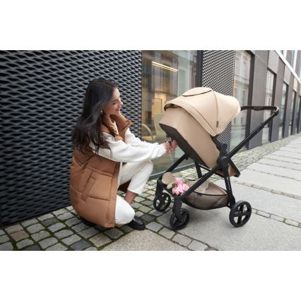 KINDERKRAFT - Wózek wielofunkcyjny 3w1 NEWLY Sand beige + fotelik samochodowy MINK PRO