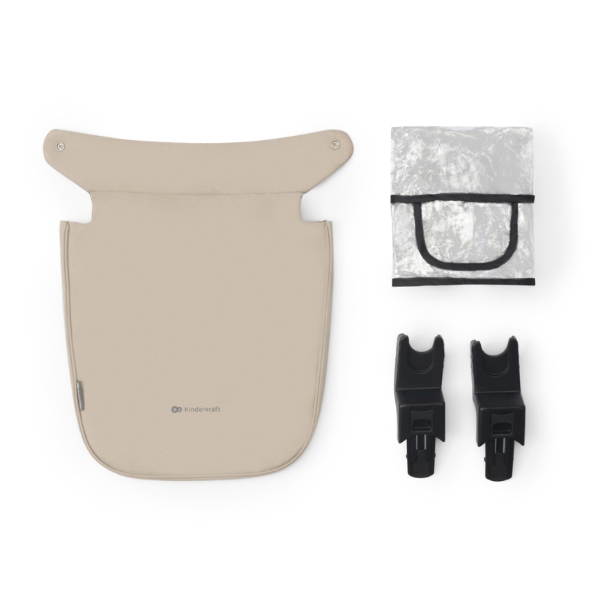 KINDERKRAFT - Wózek wielofunkcyjny 3w1 NEWLY Sand beige + fotelik samochodowy MINK PRO