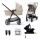 KINDERKRAFT - Wózek wielofunkcyjny 4w1 NEWLY Classic beige + fotelik samochodowy MINK PRO z podstawą ISOFIX