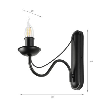Kinkiet ANTON 1xE14/60W/230V czarny