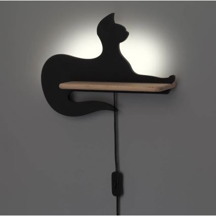 Kinkiet dziecięcy LED z półką BLACK CAT LED/5W/230V, 
