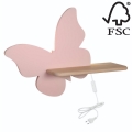 Kinkiet dziecięcy LED z półką BUTTERFLY LED/5W/230V różowy/dřevo, 
