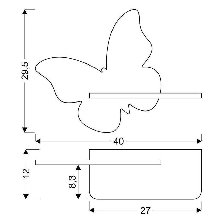 Kinkiet dziecięcy LED z półką BUTTERFLY LED/5W/230V różowy/dřevo, 