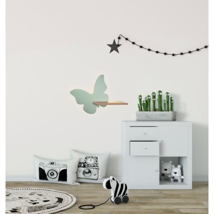 Kinkiet dziecięcy LED z półką BUTTERFLY LED/5W/230V zielony/dřevo, 