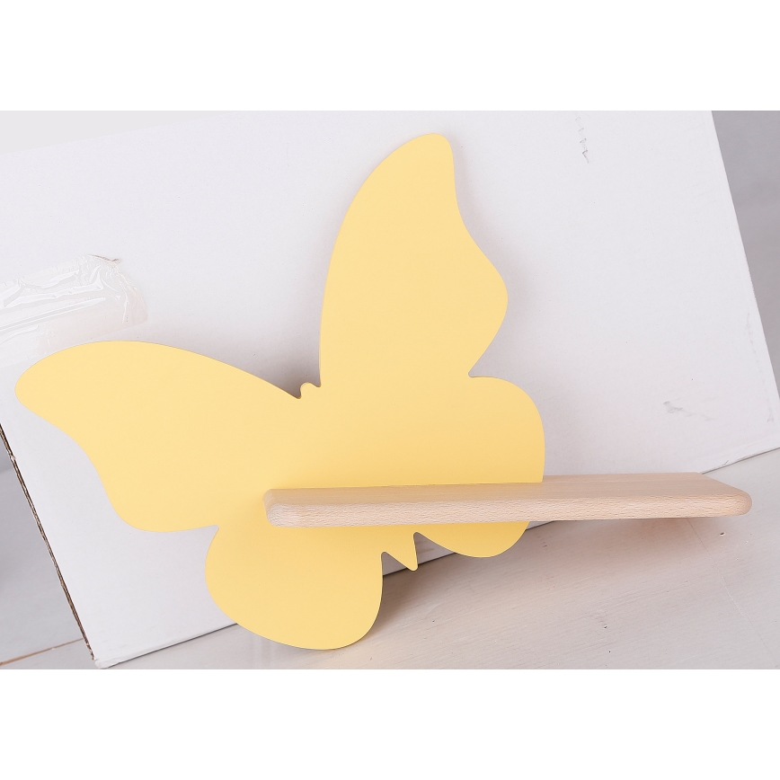 Kinkiet dziecięcy LED z półką BUTTERFLY LED/5W/230V żółty/dřevo, 