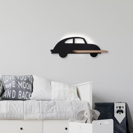 Kinkiet dziecięcy LED z półką CAR LED/5W/230V czarny/dřevo, 