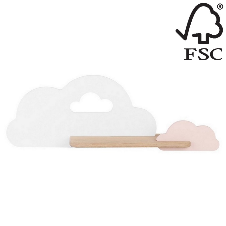 Kinkiet dziecięcy LED z półką CLOUD LED/5W/230V biały/różowy,