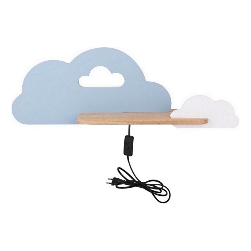 Kinkiet dziecięcy LED z półką CLOUD LED/5W/230V niebieski/biały,