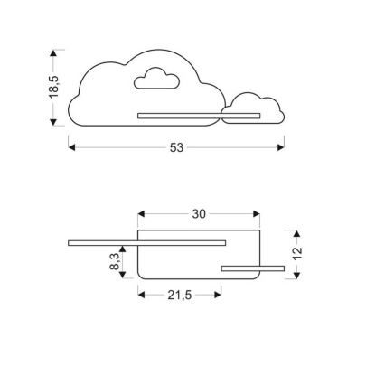 Kinkiet dziecięcy LED z półką CLOUD LED/5W/230V niebieski 