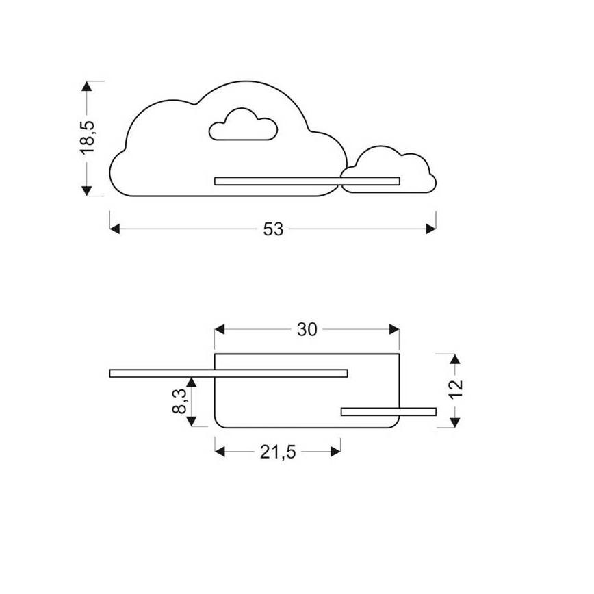 Kinkiet dziecięcy LED z półką CLOUD LED/5W/230V niebieski 