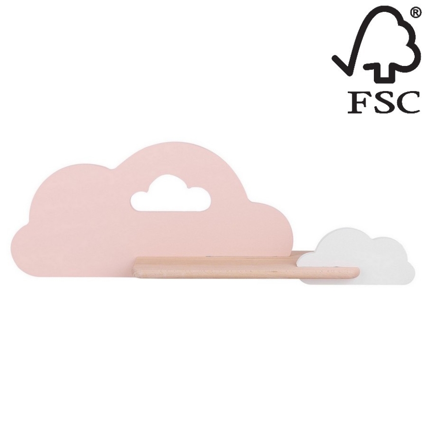 Kinkiet dziecięcy LED z półką CLOUD LED/5W/230V różowy/biały,