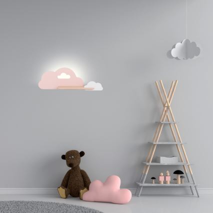 Kinkiet dziecięcy LED z półką CLOUD LED/5W/230V różowy/biały,