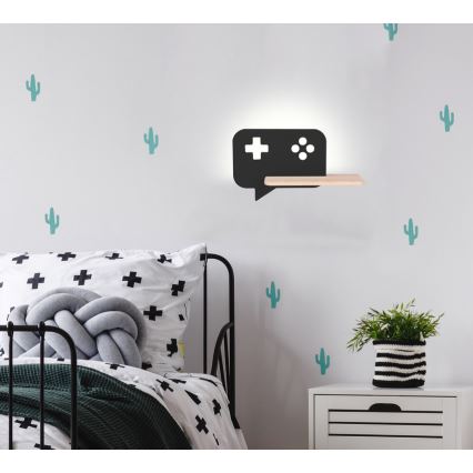 Kinkiet dziecięcy LED z półką CONSOLE LED/5W/230V czarny,