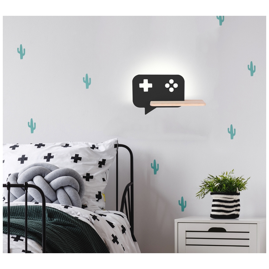 Kinkiet dziecięcy LED z półką CONSOLE LED/5W/230V czarny,