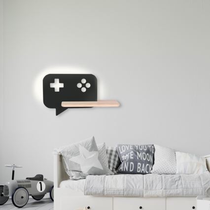 Kinkiet dziecięcy LED z półką CONSOLE LED/5W/230V czarny,