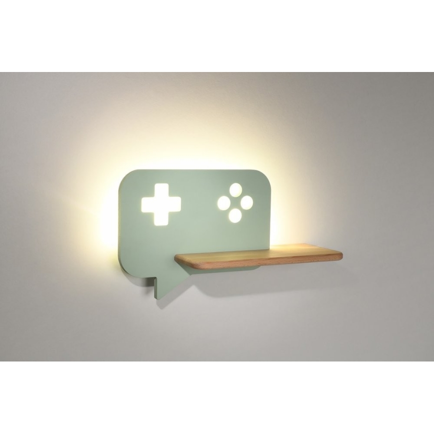 Kinkiet dziecięcy LED z półką CONSOLE LED/5W/230V zielony,