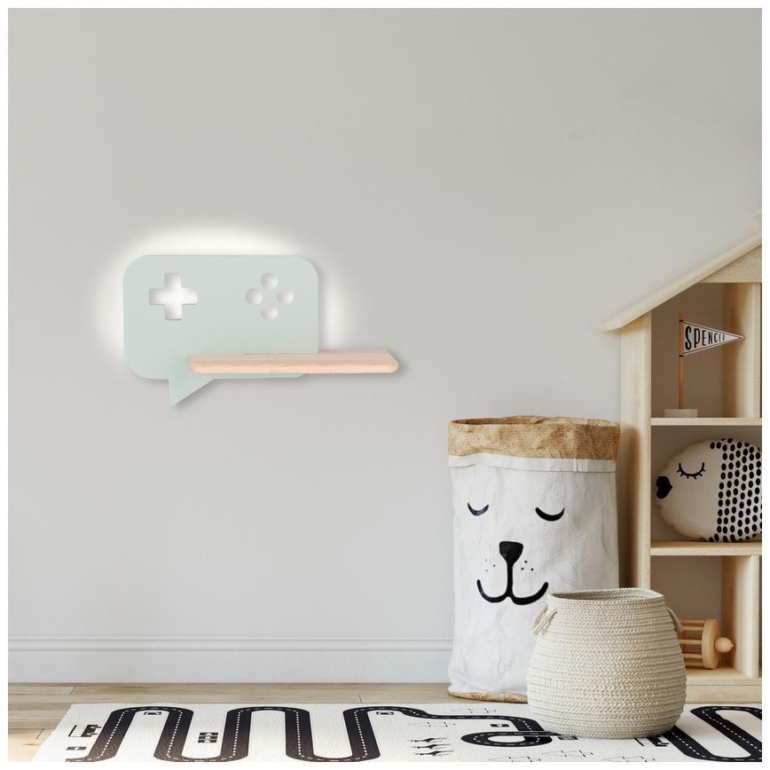 Kinkiet dziecięcy LED z półką CONSOLE LED/5W/230V zielony,