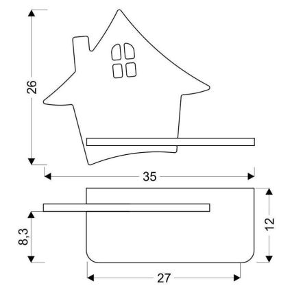 Kinkiet dziecięcy LED z półką HOUSE LED/4W/230V szary/drewno,