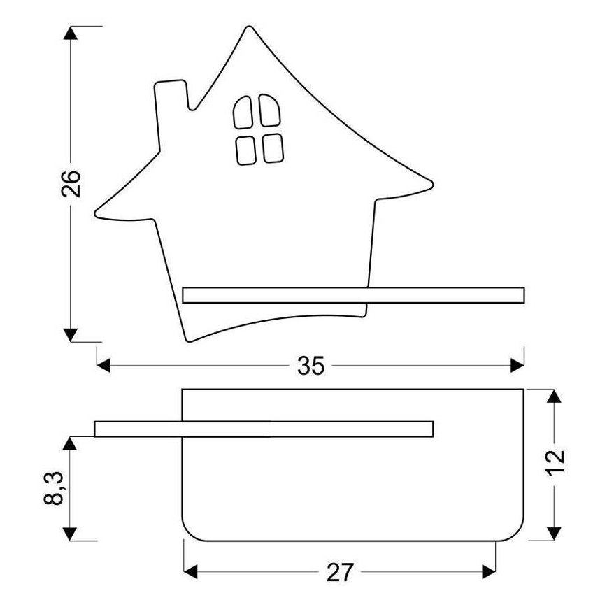 Kinkiet dziecięcy LED z półką HOUSE LED/4W/230V szary/drewno,