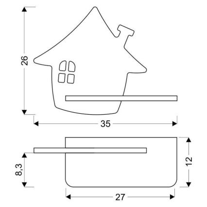 Kinkiet dziecięcy LED z półką HOUSE LED/4W/230V zielony/drewno,
