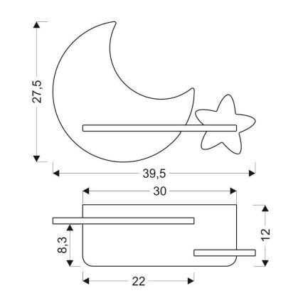 Kinkiet dziecięcy LED z półką MOON LED/5W/230V, 