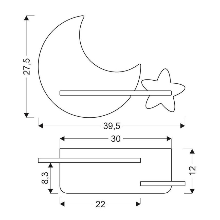 Kinkiet dziecięcy LED z półką MOON LED/5W/230V, 