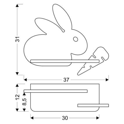 Kinkiet dziecięcy LED z półką RABBIT LED/4W/230V szary/biały/drewno