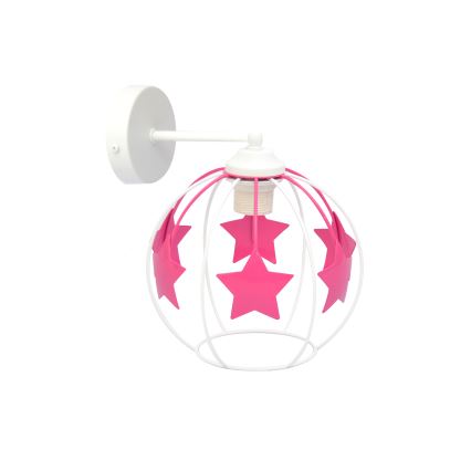 Kinkiet dziecięcy STARS 1xE27/15W/230V różowy/biały