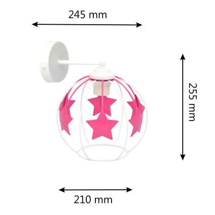 Kinkiet dziecięcy STARS 1xE27/15W/230V różowy/biały