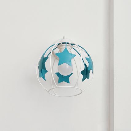 Kinkiet dziecięcy STARS 1xE27/15W/230V turkusowy/biały