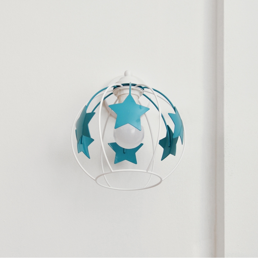 Kinkiet dziecięcy STARS 1xE27/15W/230V turkusowy/biały
